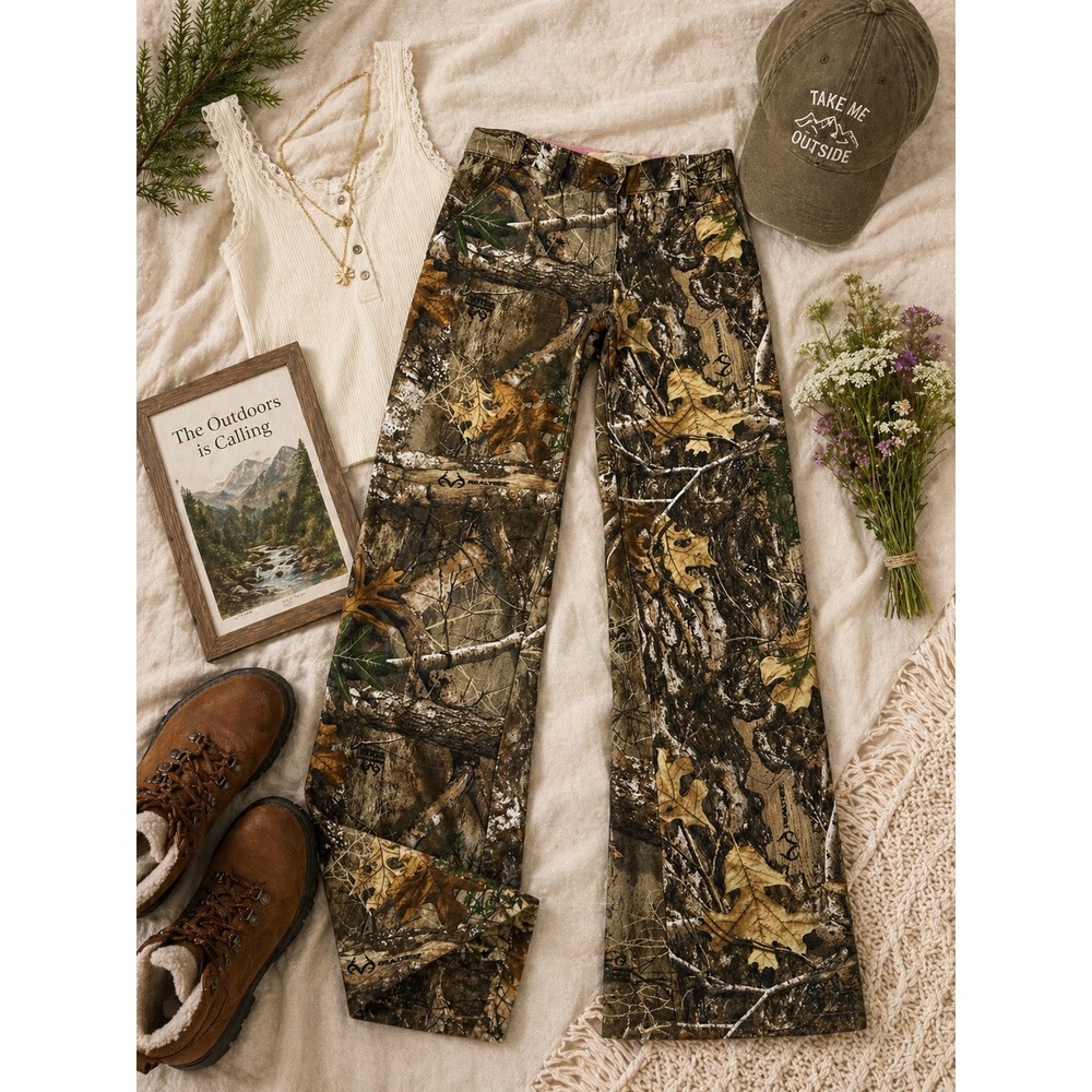 Rustic Ridge Realtree Camo Pants Womens Small Straight Leg Forest Camouflage
